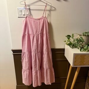 Pink Seersucker Tiered Sundress